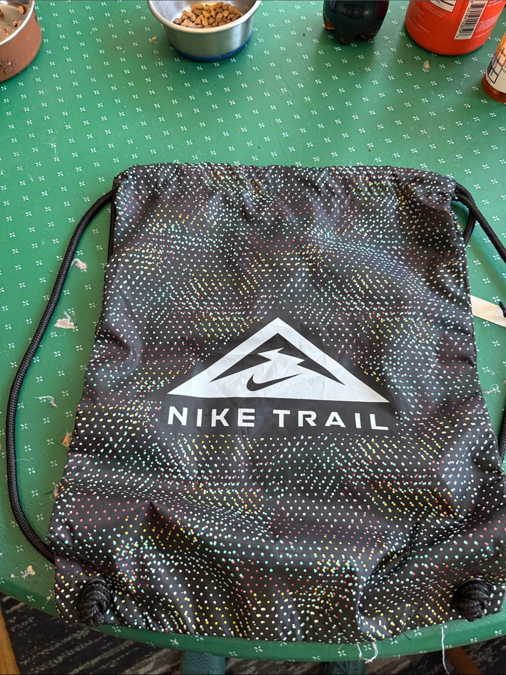 Nike Trail Black Drawstring Bag with Multicolor Speckle